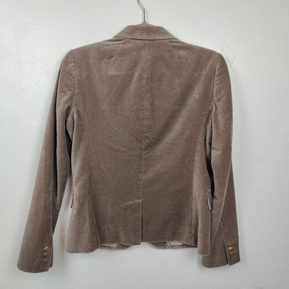 J.Crew Schoolboy Blazer Womens 2 Taupe Velvet Gold Button Dark Academia Preppy - Picture 4 of 8